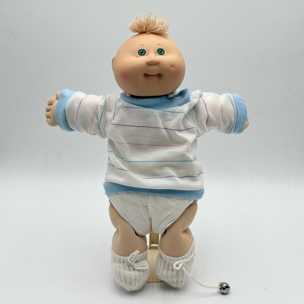 1985 Cabbage Patch Kids Preemie Doll HM#3 SS Factory Green Eyes Blonde Tuft 15"